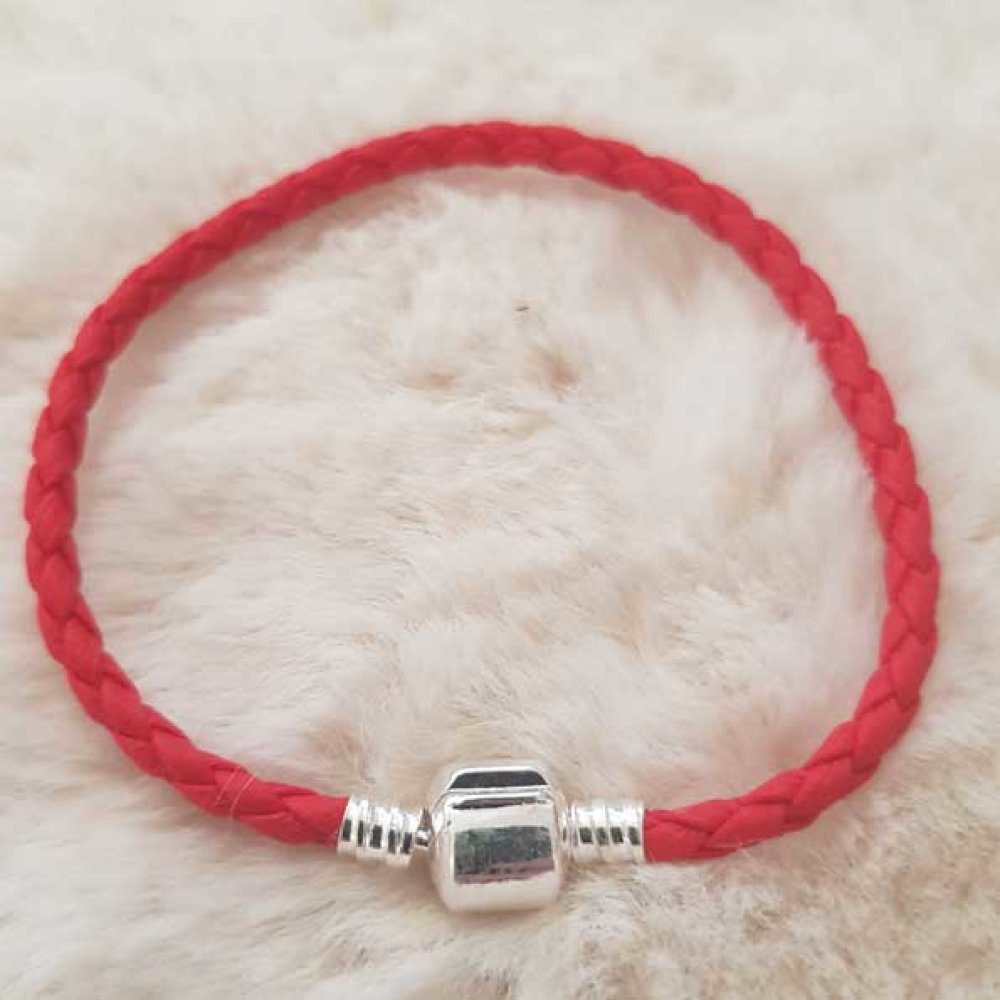 Bracelet Clip Europ&eacute;en tress&eacute; Uni 01 DU 15 AU 23 CM Rouge