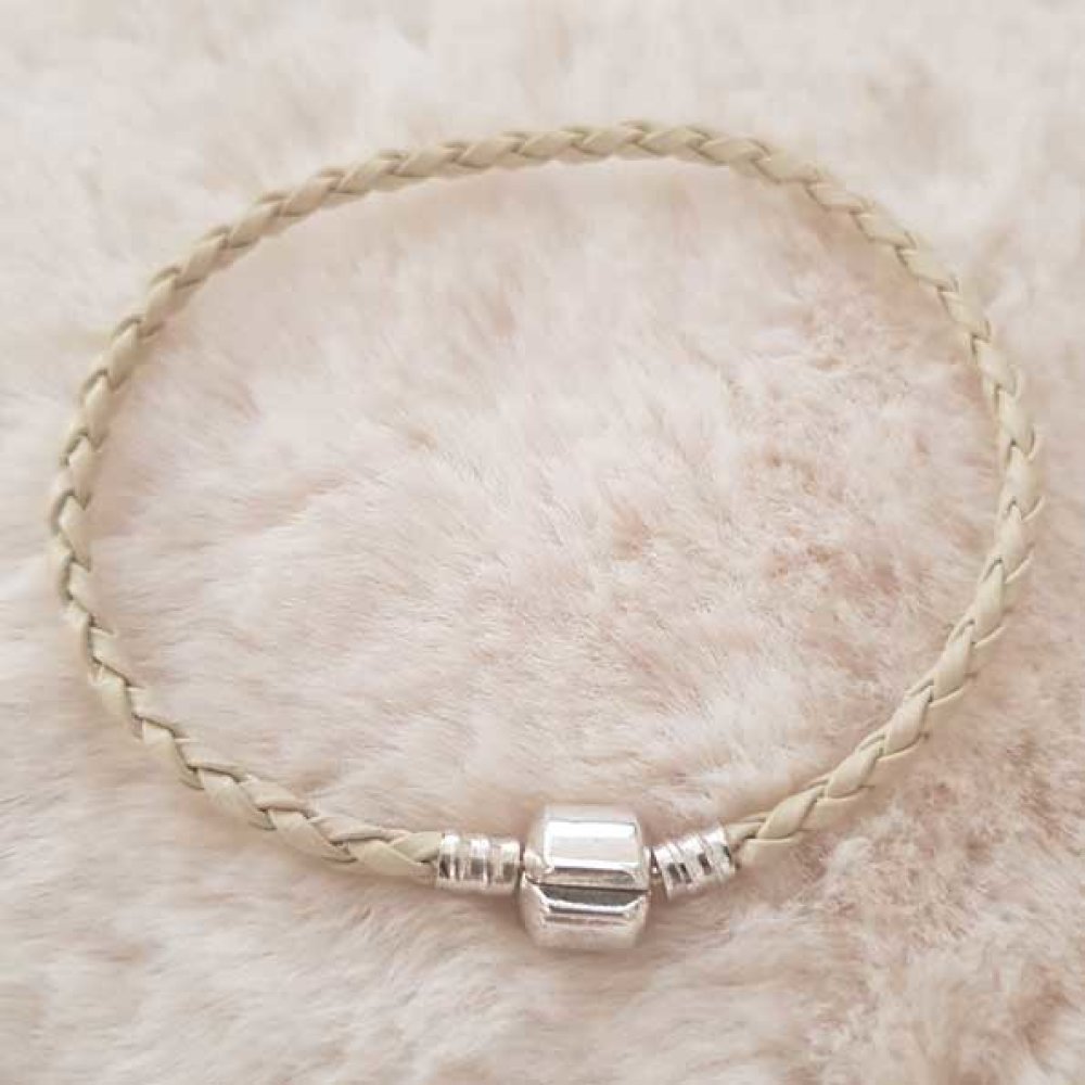 Bracelet Clip Europ&eacute;en tress&eacute; Uni 02 DU 15 AU 23 CM Ivoire Fonc&eacute;