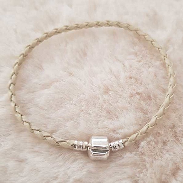 Bracelet Clip Europ&eacute;en tress&eacute; Uni 02 DU 15 AU 23 CM Ivoire Fonc&eacute;