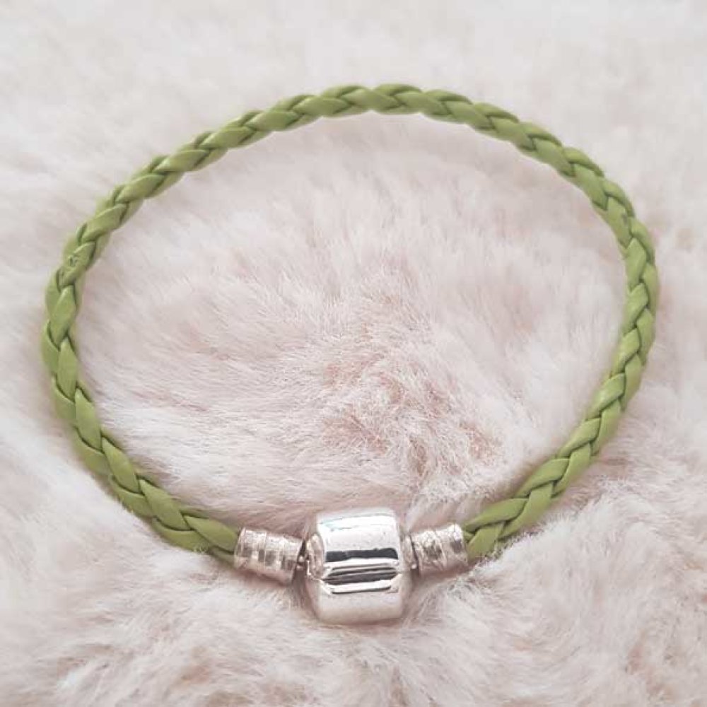 Bracelet Clip Europ&eacute;en tress&eacute; Uni 02 DU 15 AU 23 CM Vert