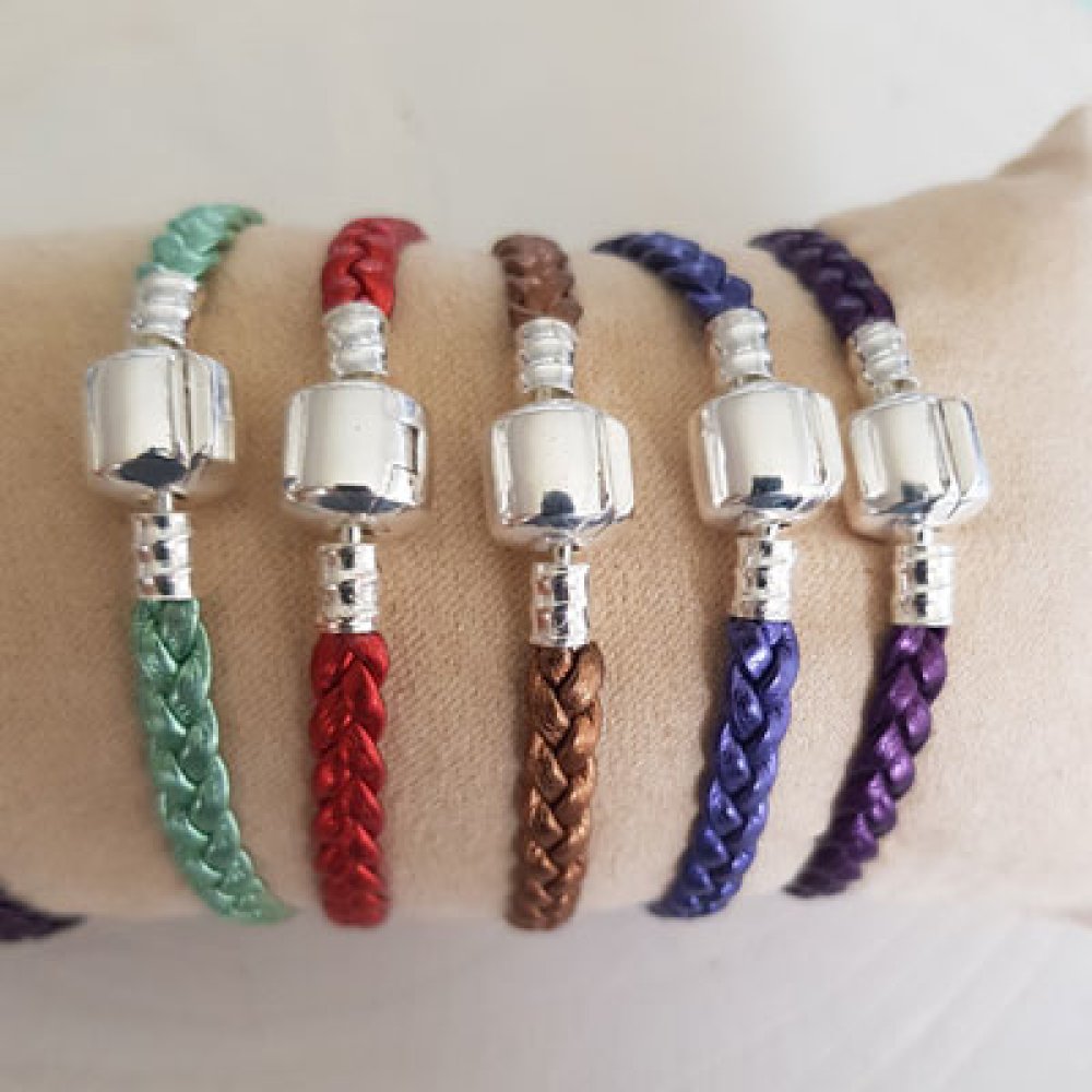 Bracelet Clip Europ&eacute;en tress&eacute; Uni 03 DU 15 AU 23 CM Glicine