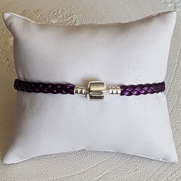 Bracelet Clip Europ&eacute;en tress&eacute; Uni 03 DU 15 AU 23 CM Prune