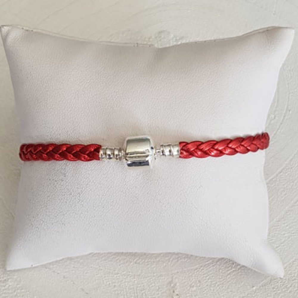 Bracelet Clip Europ&eacute;en tress&eacute; Uni 03 DU 15 AU 23 CM Rouge