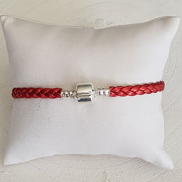 Bracelet Clip Europ&eacute;en tress&eacute; Uni 03 DU 15 AU 23 CM Rouge