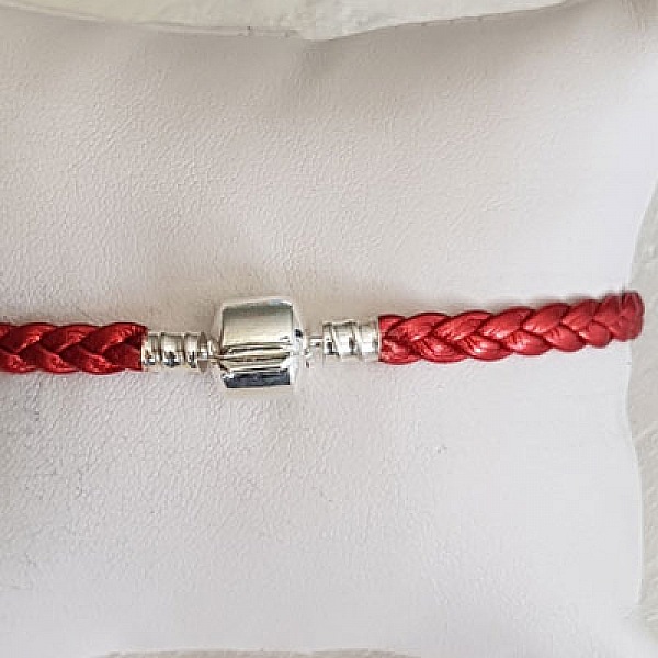 Bracelet Clip Europ&eacute;en tress&eacute; Uni 03 DU 15 AU 23 CM Rouge