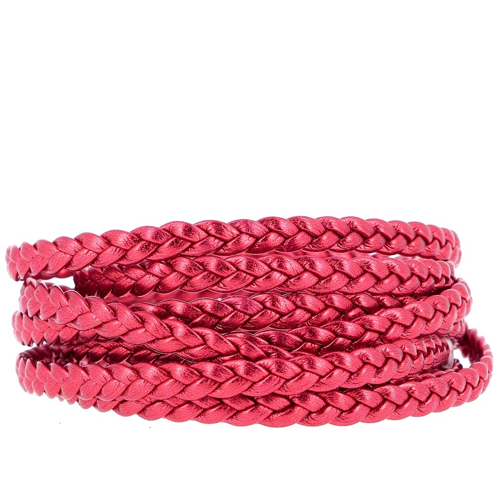 Bracelet Clip Europ&eacute;en tress&eacute; Uni 03 DU 15 AU 23 CM Rouge