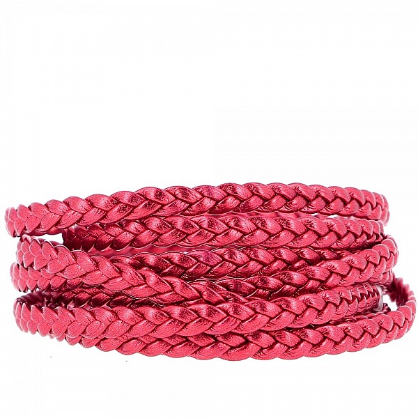 Bracelet Clip Europ&eacute;en tress&eacute; Uni 03 DU 15 AU 23 CM Rouge