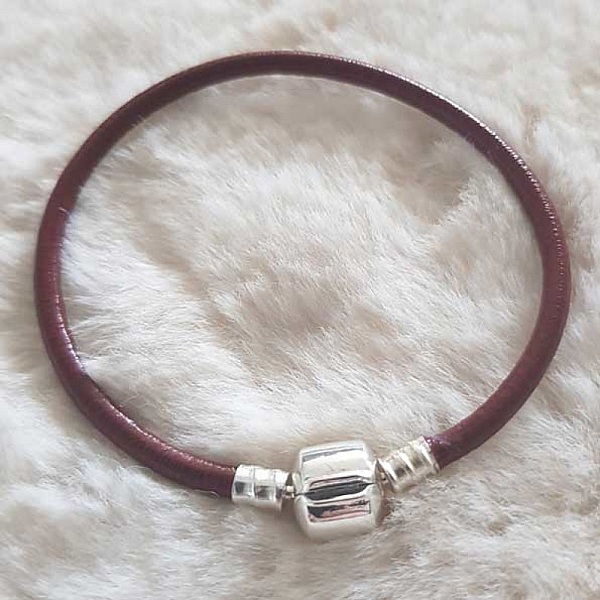 Bracelet Clip Europ&eacute;en lisse Uni 01 DU 15 AU 23 CM Bordeaux