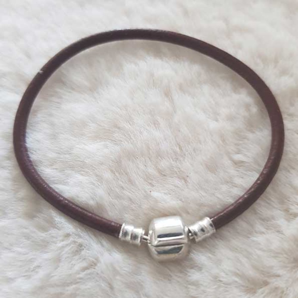 Bracelet Clip Europ&eacute;en lisse Uni 01 DU 15 AU 23 CM Marron