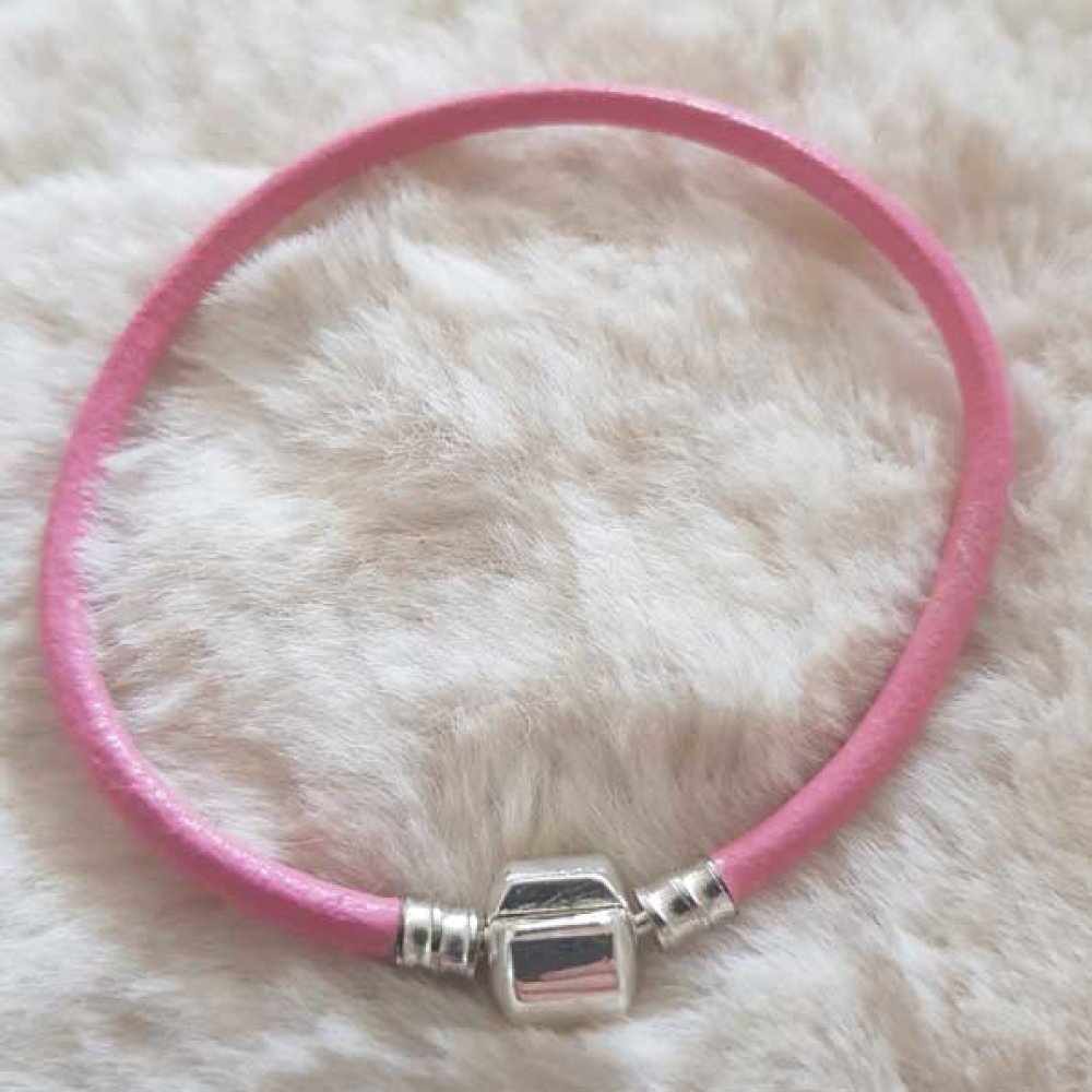 Bracelet Clip Europ&eacute;en lisse Uni 01 DU 15 AU 23 CM Rose