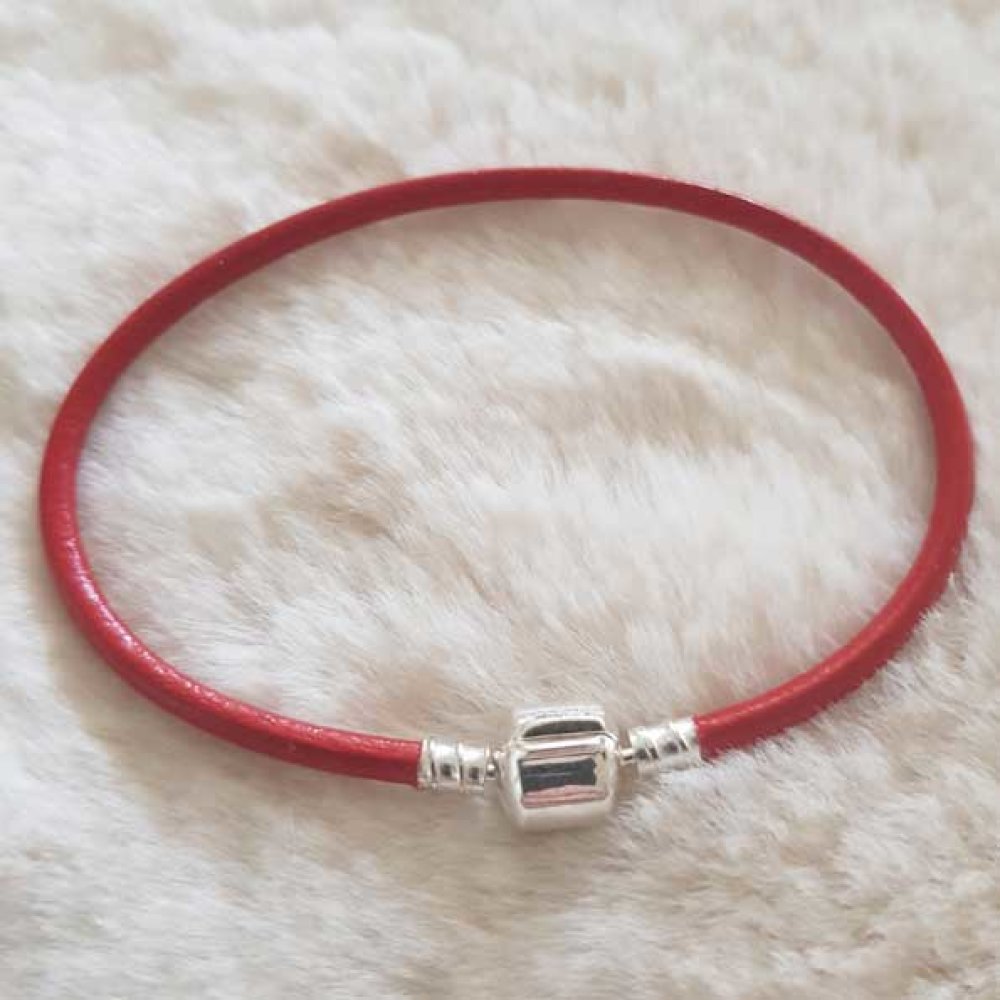 Bracelet Clip Europ&eacute;en lisse Uni 01 DU 15 AU 23 CM Rouge