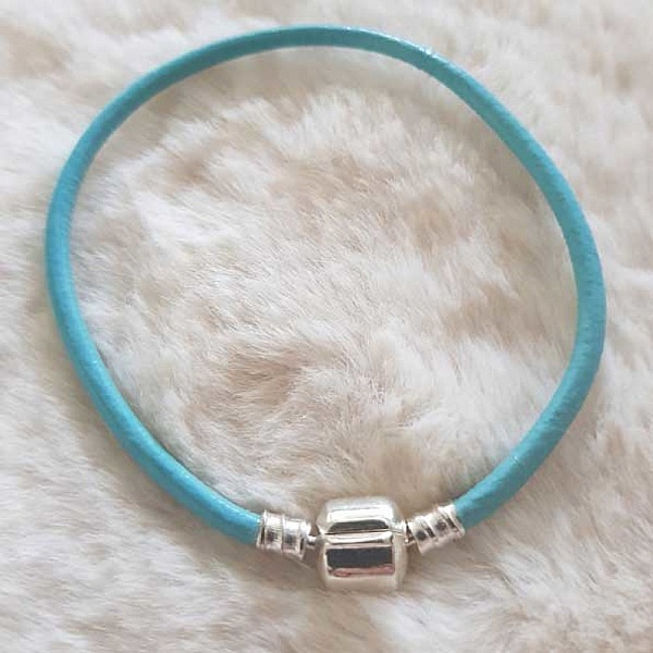 Bracelet Clip Europ&eacute;en lisse Uni 01 DU 15 AU 23 CM Turquoise