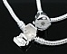 Bracelet Clip Europ&eacute;en 17 cm fermoir Lisse Plaqu&eacute; Argent 925