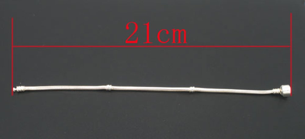 Bracelet Clip Europ&eacute;en 21 cm fermoir Lisse Plaqu&eacute; Argent 925