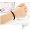 Bracelet Double Cuir Tress&eacute; Noir 40 cm Fermoir Clip Argent 925