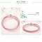 Bracelet Double Cuir Tress&eacute; Rose 38 cm Fermoir Clip Argent 925