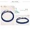 Bracelet Double Cuir Tress&eacute; Bleu 38 cm Fermoir Clip Argent 925
