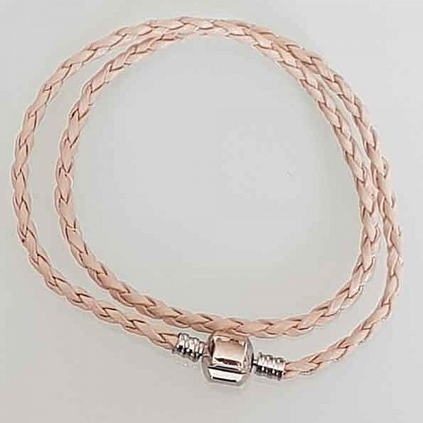 Bracelet Europ&eacute;en 2 tours tress&eacute; Clip Uni 02 20cm