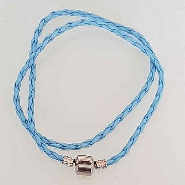Bracelet Europ&eacute;en 2 tours tress&eacute; Clip Uni 03 20cm