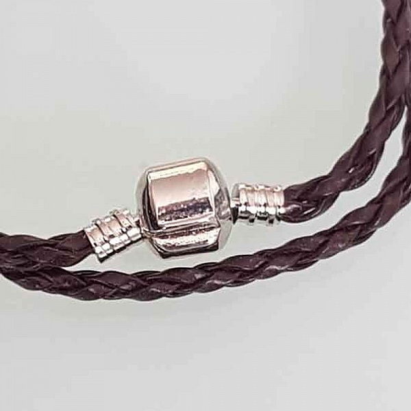 Bracelet Europ&eacute;en 2 tours tress&eacute; Clip Uni 06 20cm