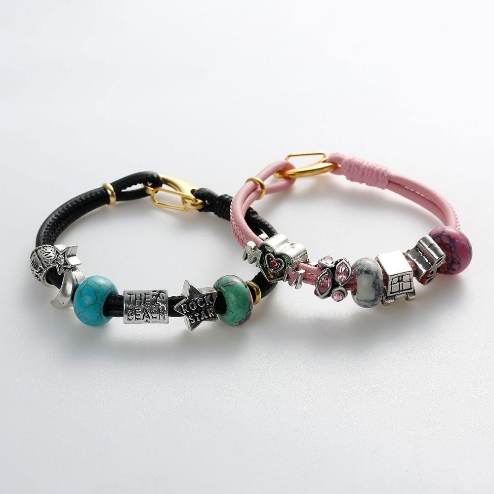 Bracelet Europ&eacute;en Double Uni Rose