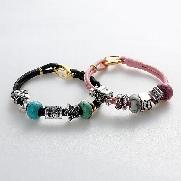 Bracelet Europ&eacute;en Double Uni Violet