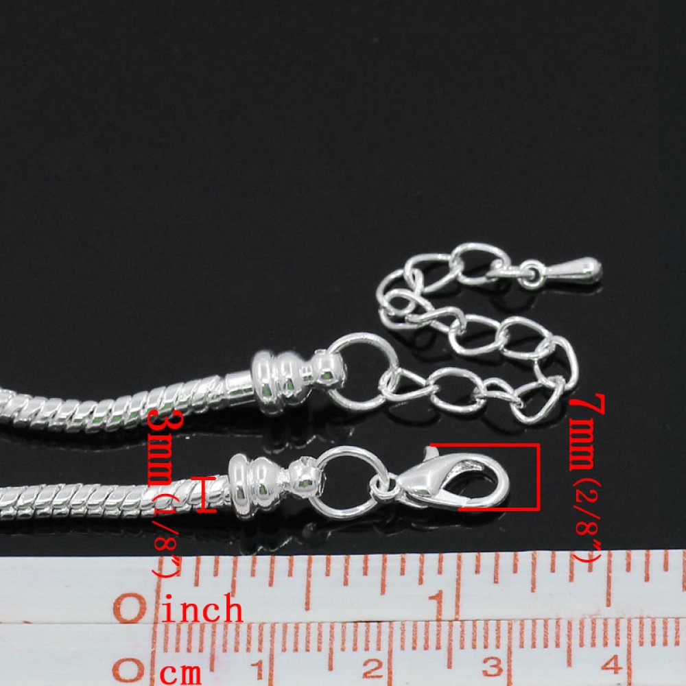 Bracelet Europ&eacute;en Mousqueton 22cm