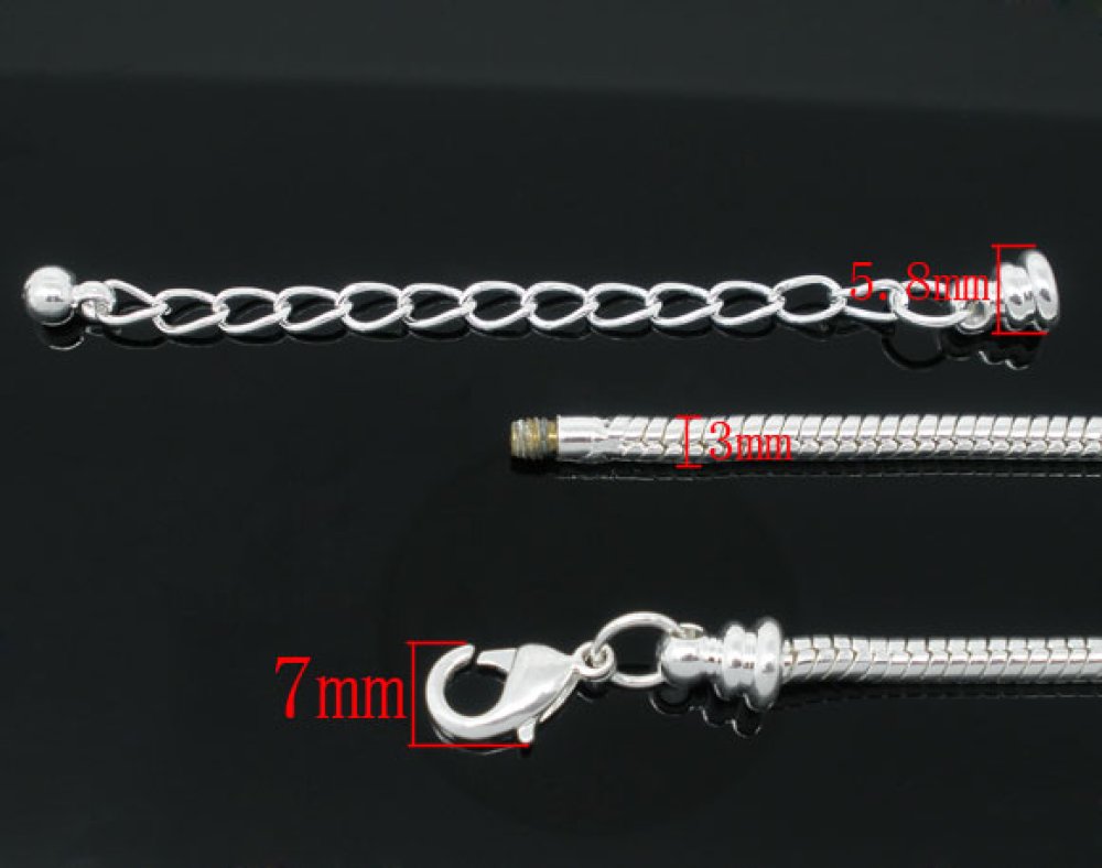 Bracelet Europ&eacute;en Mousqueton 22cm