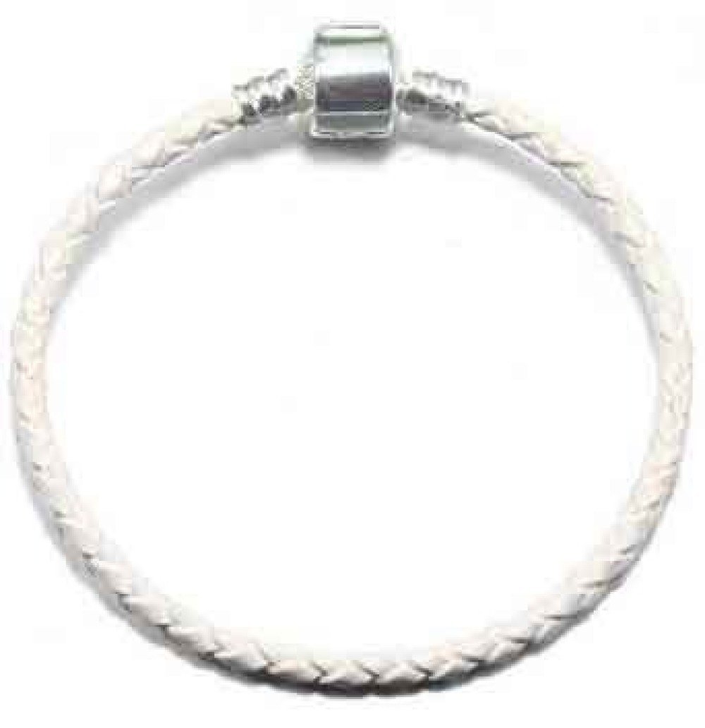 Bracelet Europ&eacute;en tress&eacute; Clip Uni 02 DU 15 AU 23 CM Blanc