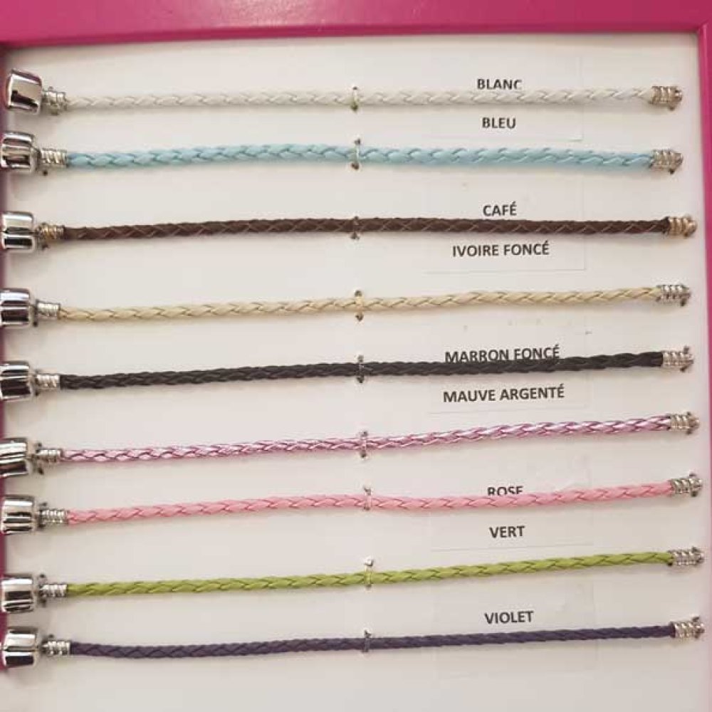 Bracelet Europ&eacute;en tress&eacute; Clip Uni 02 DU 15 AU 23 CM Blanc