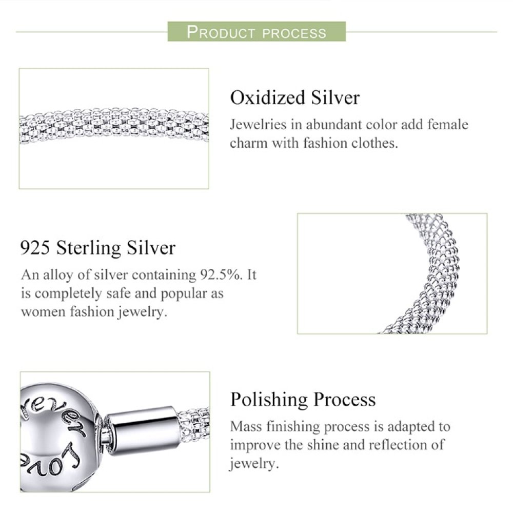 Bracelet Tiss&eacute; Argent 925 Fermoir Clip 17 cm
