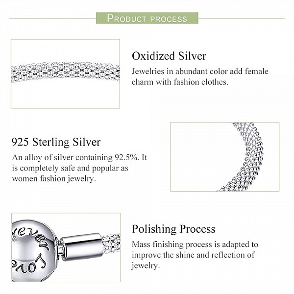 Bracelet Tiss&eacute; Argent 925 Fermoir Clip 19 cm