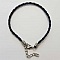 Bracelet Tress&eacute; Effet Cuir Noir 20 cm