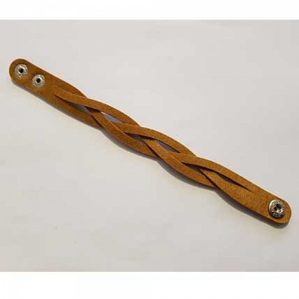 Bracelet en cuir tress&eacute; marron