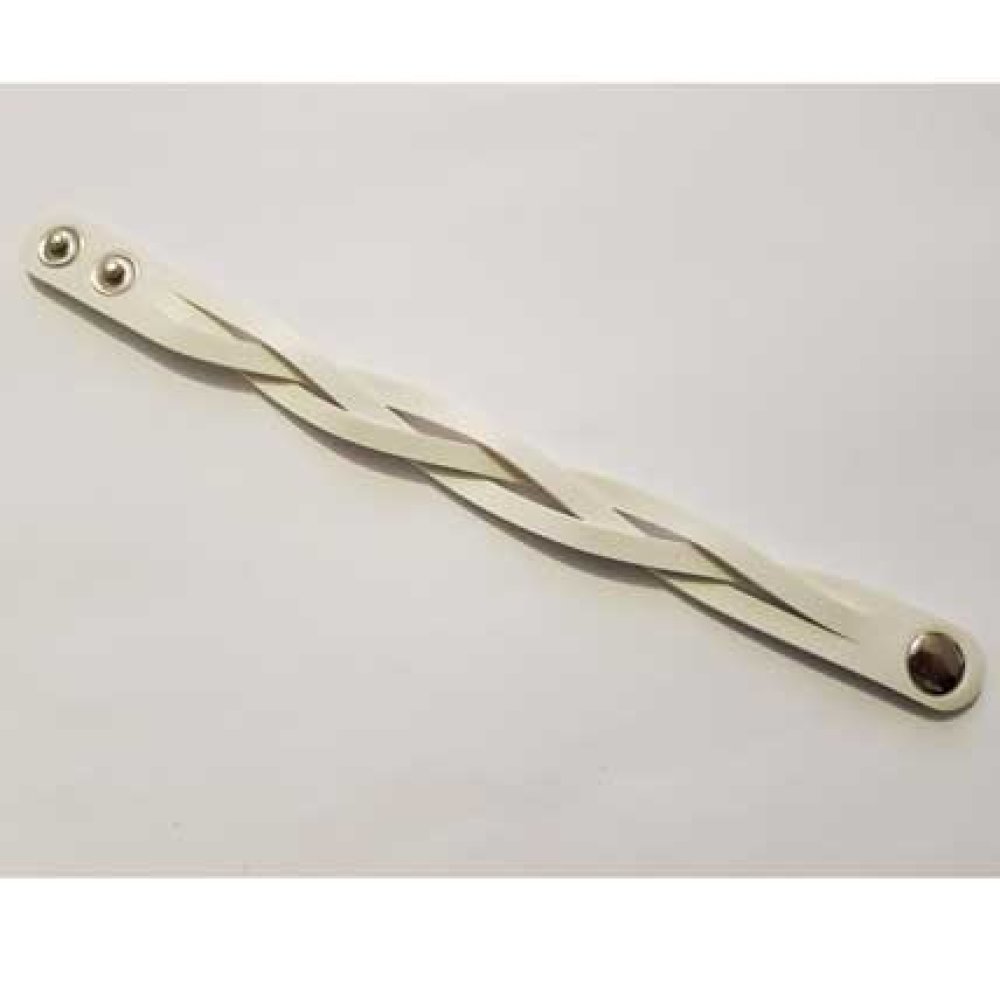 Bracelet en cuir tress&eacute; Blanc