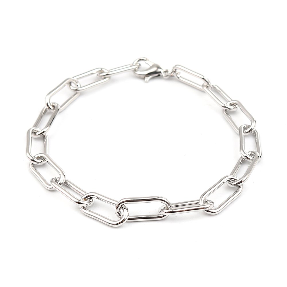 Bracelet maille ovale plaqu&eacute; platine 22 cm N&deg;01