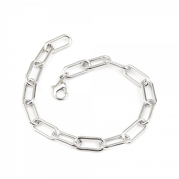 Bracelet maille ovale plaqu&eacute; platine 22 cm N&deg;01