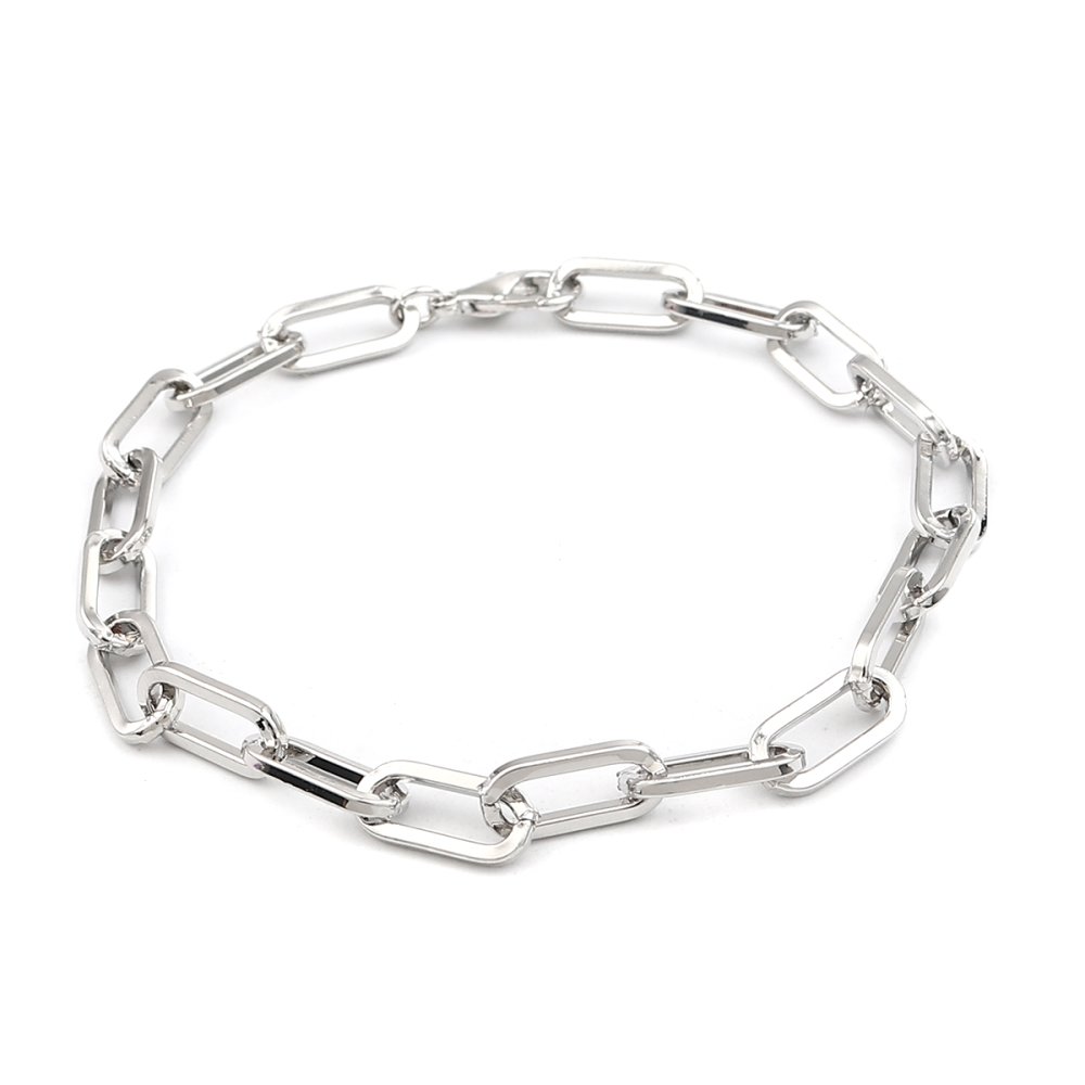 Bracelet maille ovale plaqu&eacute; platine 22 cm N&deg;02