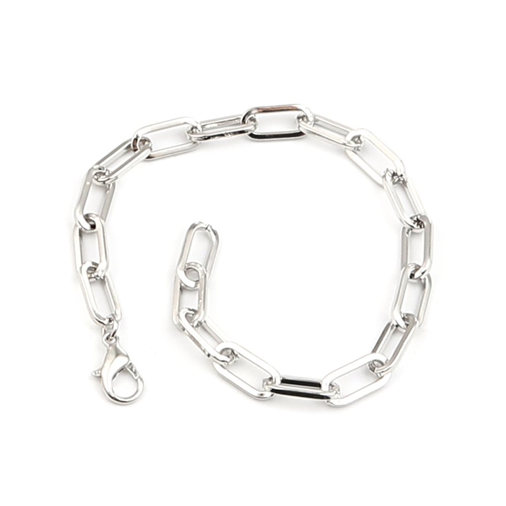 Bracelet maille ovale plaqu&eacute; platine 22 cm N&deg;02