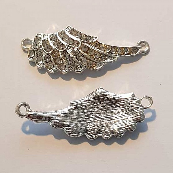 Breloque Aile N&deg;005 Argent et Strass