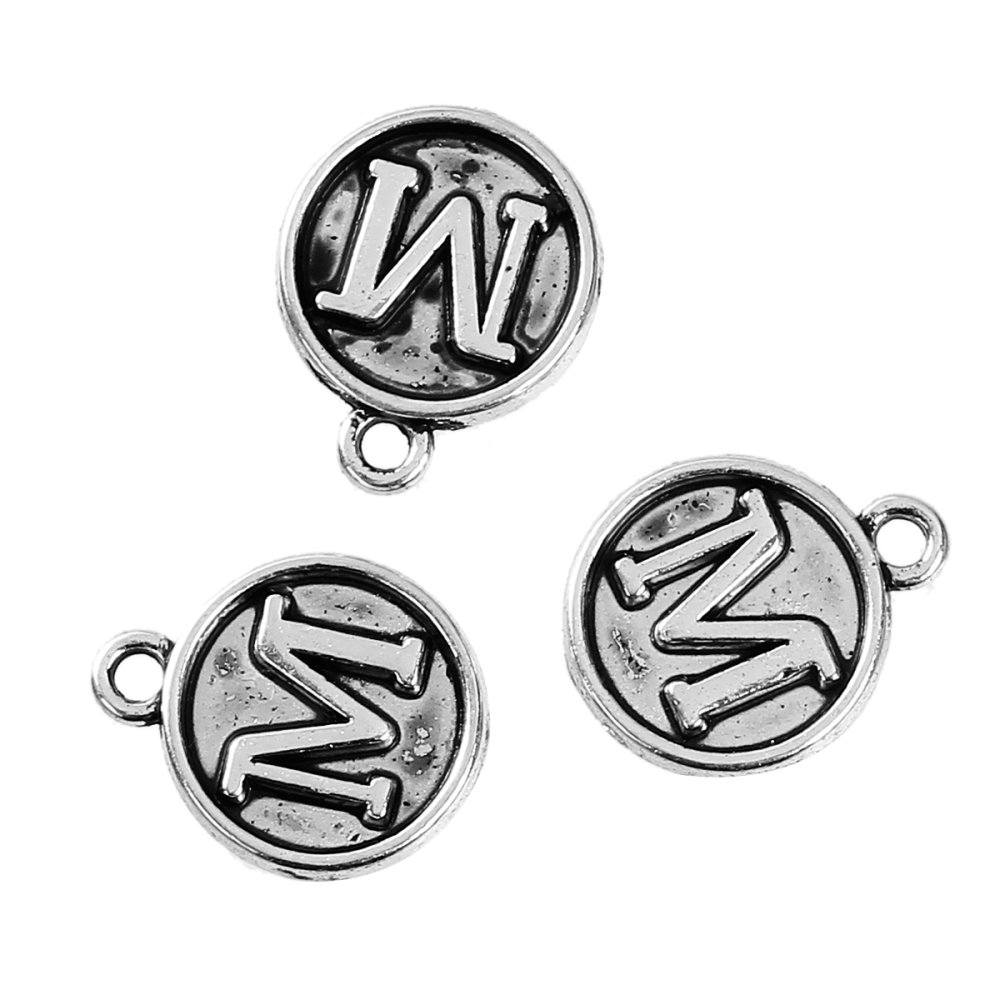 Breloque Alphabet M&eacute;daille 02 Lettre M