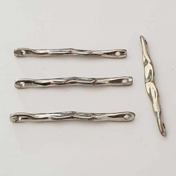 Breloque Barre 2 anneaux N&deg;06 Argent Torsad&eacute;
