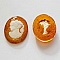 Breloque Cam&eacute;e femme N&deg;10 Orange Dor&eacute; ovale en r&eacute;sine