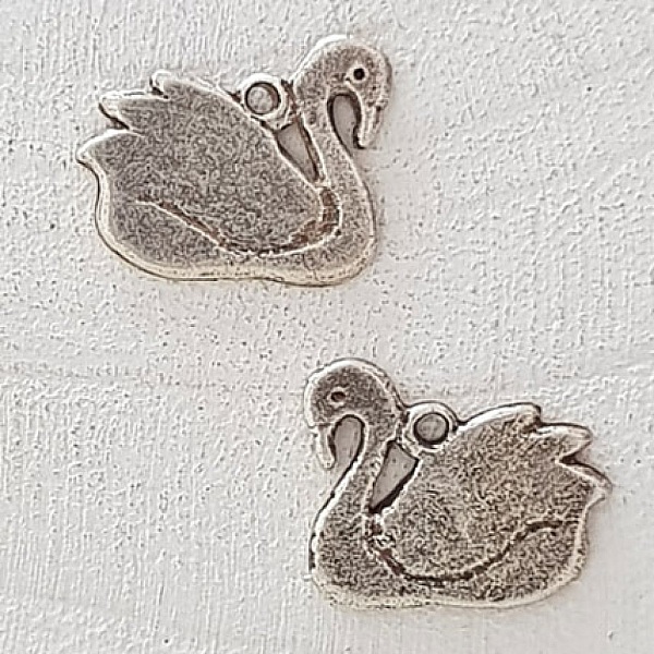 Breloque Cygne en m&eacute;tal argent-01 Pendentif Cygne