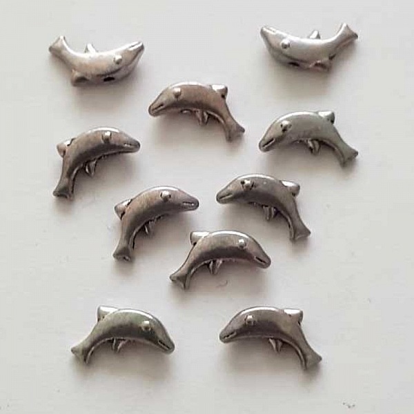 Breloque Dauphin N&deg;07 Argent Lot de 10 pi&egrave;ces