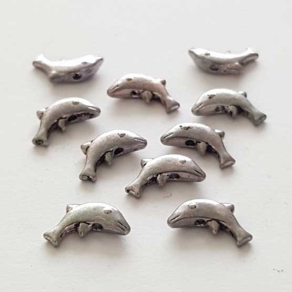 Breloque Dauphin N&deg;07 Argent Lot de 10 pi&egrave;ces
