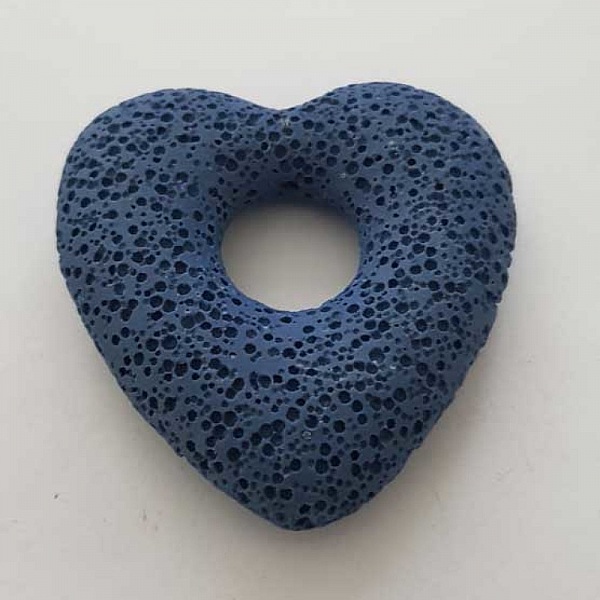 Breloque Divers N&deg;086-05 Pendentif C&oelig;ur Pierre De Lave Bleu