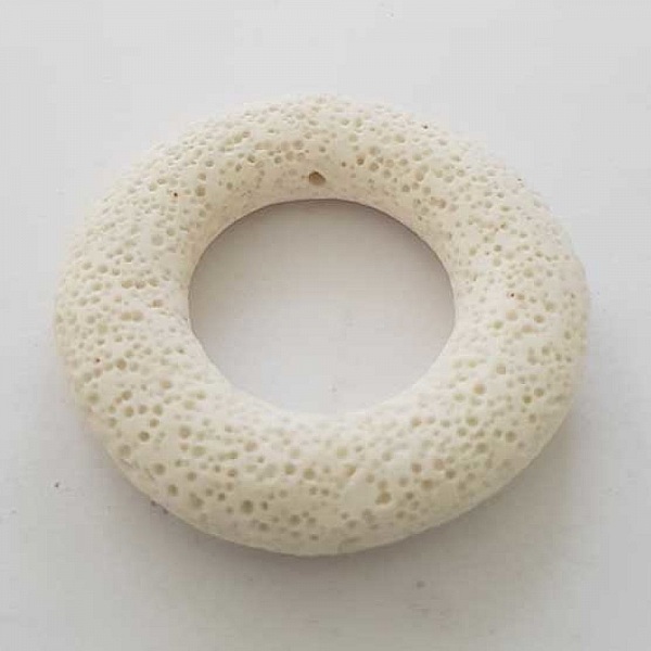 Breloque Divers N&deg;086-07 Pendentif Rond Pierre De Lave Blanc