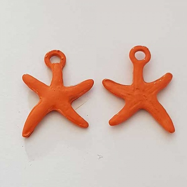 Breloque Etoile De Mer N&deg;04 &eacute;maill&eacute; Orange