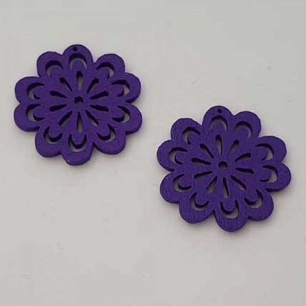 Breloque Fleur Bois N&deg;01 Violet